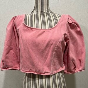 Levi’s Pink Puff Sleeve Denim Top